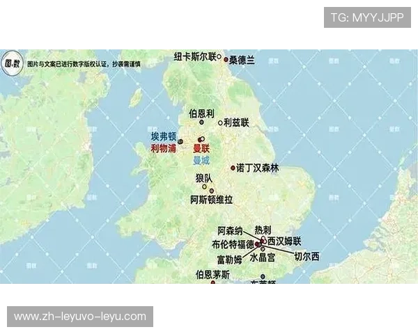 英超球队在地图上的位置分布